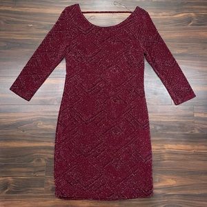 Dark Pink Backless Knee-length Dress | Brand New